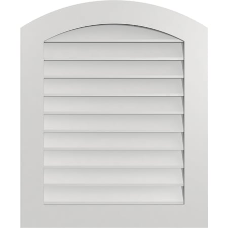 Ekena Millwork Arch Top Surface Mount PVC Gable Vent: Functional, w/ 3-1/2"W x 1"P Standard Frame, 28"W x 34"H GVPAR28X3401SF